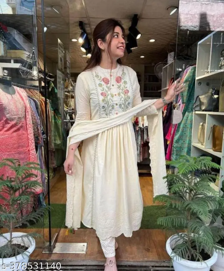 Hamama Cotton khadi Fabrice designer White kurti dupatta and pant set