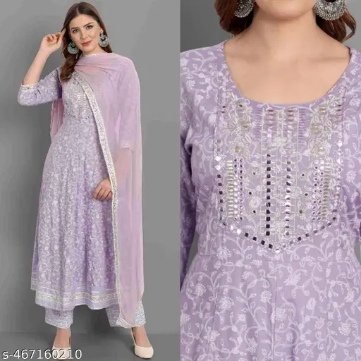 Women's Rayon Embroidered Kurti with Pant and Dupatta Set - p-7q4v4i