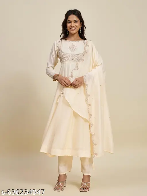 RANGELEGANCE Embroidered Work Kurta With Dupatta & Pent (3 pcs) - p-aisq0z