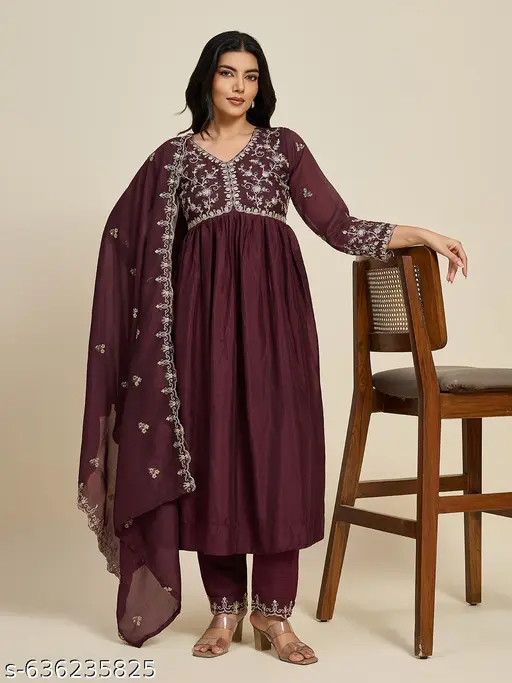 BlissWeave Embroidered Work Kurta With Dupatta & Pent (3 pcs) - p-aisqpb - Image 7