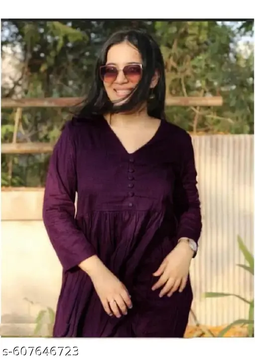 Trandy Stylish Solid Wine Flared Kurta With Button For Women's Kurta Pant Set - p-a1rz7n - Image 2