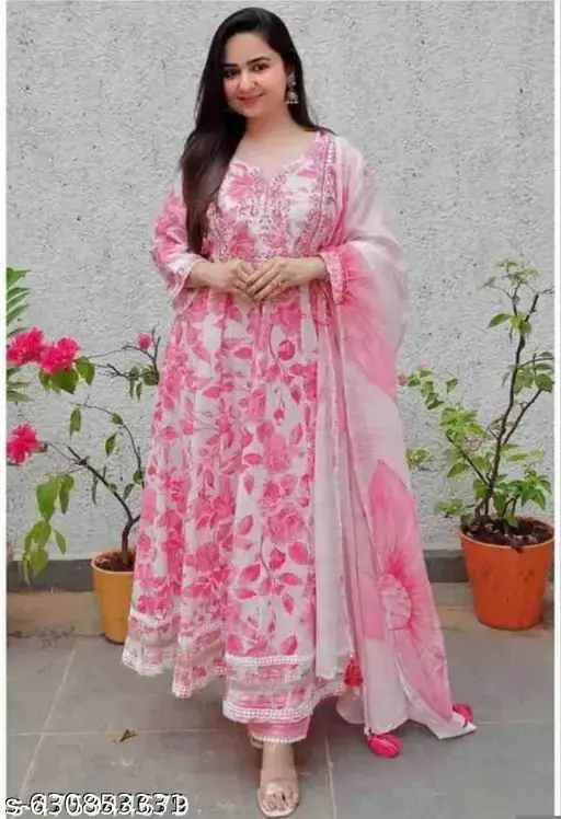 Pink anarkali suit - p-afldjn - Image 4