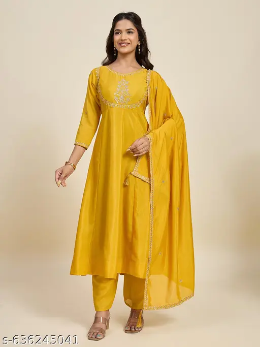 RANGELEGANCE Embroidered Work Kurta With Dupatta & Pent (3 pcs) - p-aisxte - Image 6