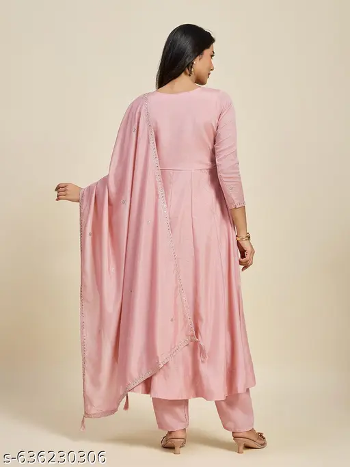 Mellowmesh Embroidered Work Kurta With Dupatta & Pent (3 pcs) - p-aismg2 - Image 3