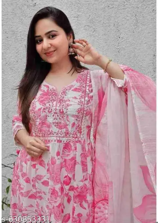Pink anarkali suit - p-afldjn - Image 3