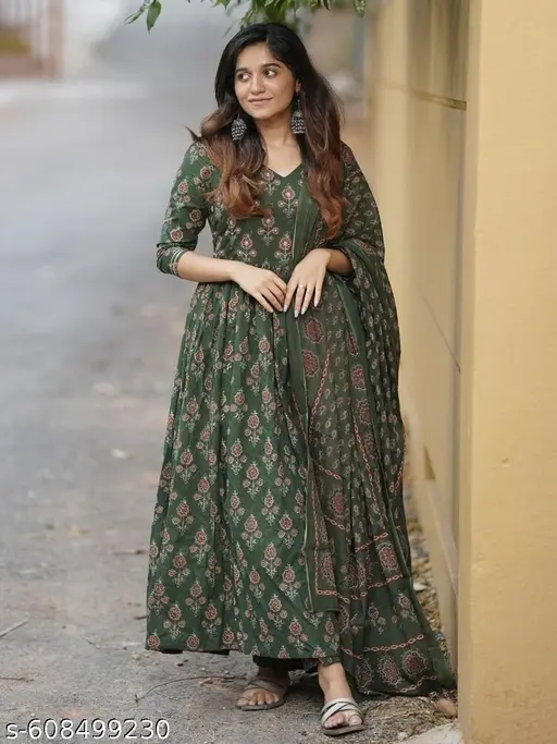 Women's Anarkali Kurti With pant and dupatta - p-a2a90e