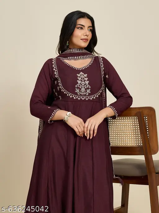 RANGELEGANCE Embroidered Work Kurta With Dupatta & Pent (3 pcs) - p-aisxte