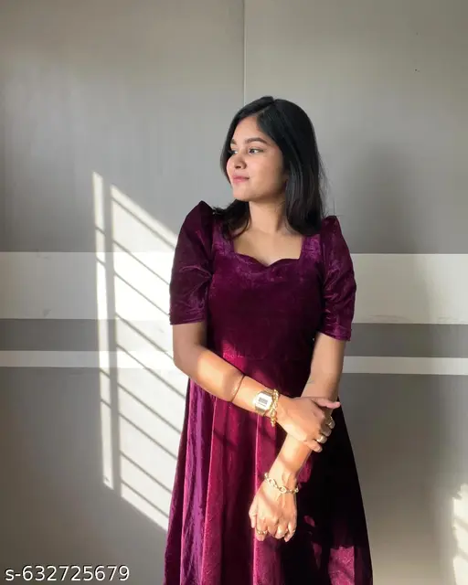 Velvet Wine Red Fit & Flare Midi Dress - p-agpi9b - Image 5