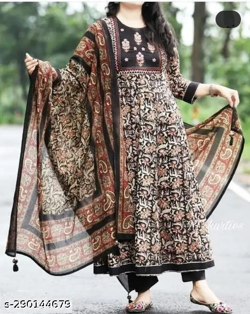 Rayon Anarkali Kurta with pant and dupatta - p-4sqt2f