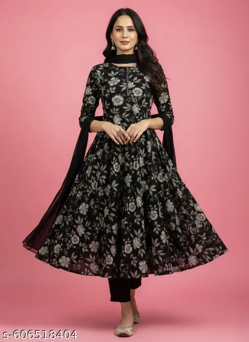 Trendy Floral Printed Ethnic Kurti Pant And Dupatta Set - p-a13slg