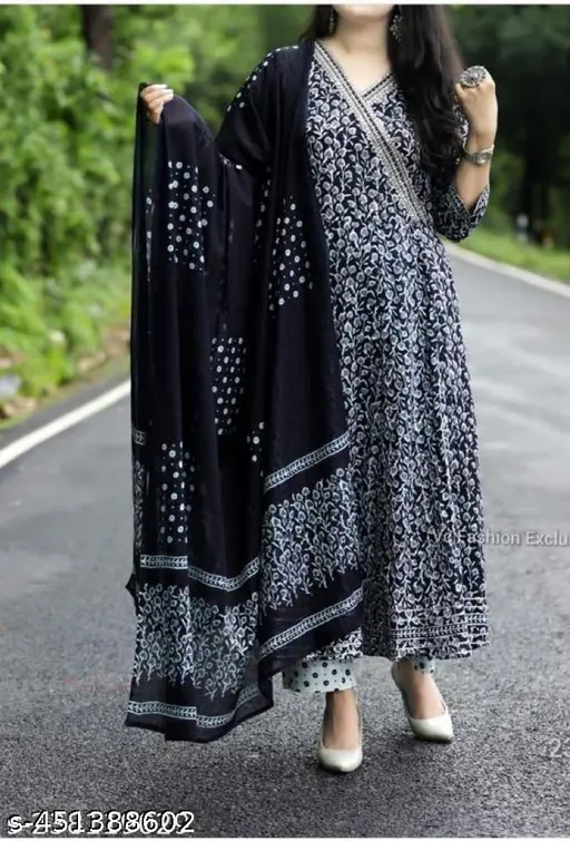 Anarkali Gown with Beautiful sequence Embroidery with Gota deatiling dupatta set - p-7gqtoa - Image 2
