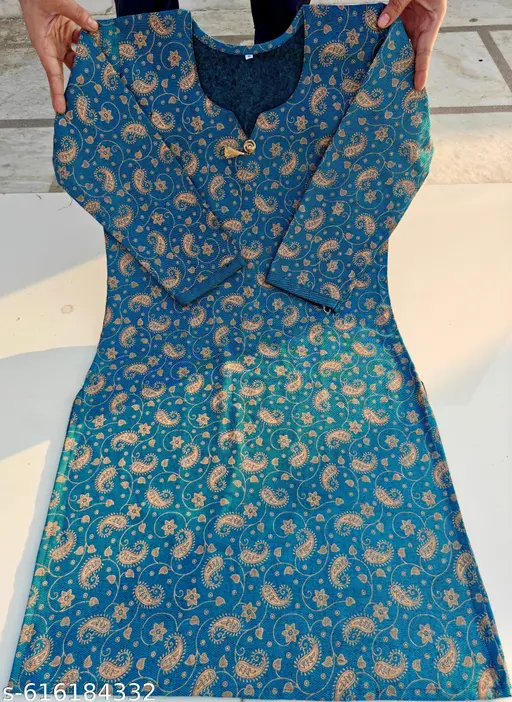 Women's Printed Kasmiri Woolen kurta pant with shawl - p-a6uyvg - Image 2