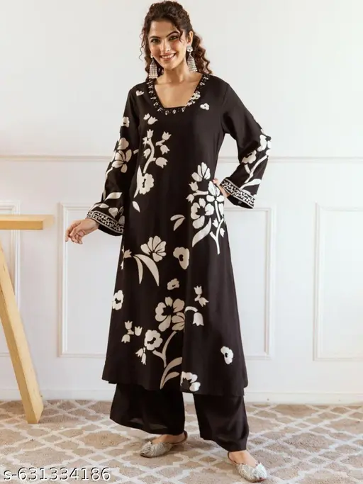 Designer printed kurta with palazzo - p-afvokq