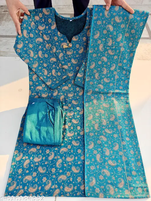 Women's Printed Kasmiri Woolen kurta pant with shawl - p-a6uyvg