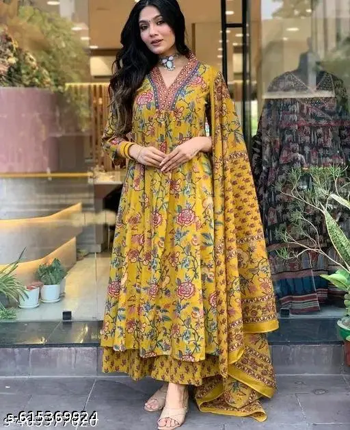 Bloom in Style: Yellow Floral Delight| Rayon Women Kurti With Bottomwear|Women Yellow Kurta Palazo (Pant) Dupatta Set |Golden Hour Vibes: Ethnic Simplicity with a Floral Twist |  Kurta duppata set Trending | latest 3 piece set women - p-a6dih0 - Image 4