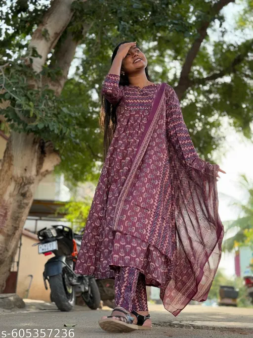 Aaradhya Fashion Women's Cotton Blend Jaipuri Printed Kurta & Pant With Dupatta(JOPLST218D8) - p-a0ewms