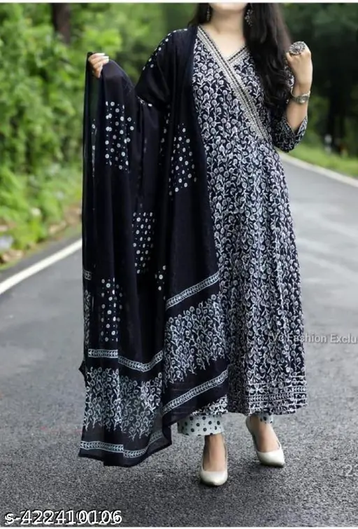 Anarkali Gown with Beautiful sequence Embroidery with Gota deatiling dupatta set - p-6zhpq2 - Image 2